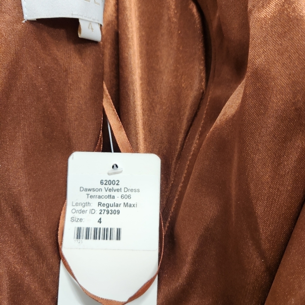 NWT Revelry Dawson Velvet Regular Maxi Dress Terracotta  Dress Size 4 - Picture 10 of 12